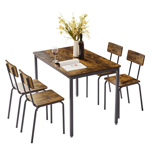 Dining Table Set, 4 Piece Dining Room Table Set for Small Spaces, Kitchen Table with 2 Chairs and a Long Bench, Space-Saving Table Set for Kitchen, Dining Room, Restaurant - Easy to Assemble