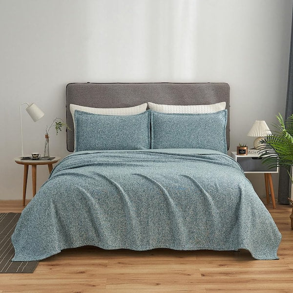 Navy Microfiber Queen Blanket with Pillow Sham