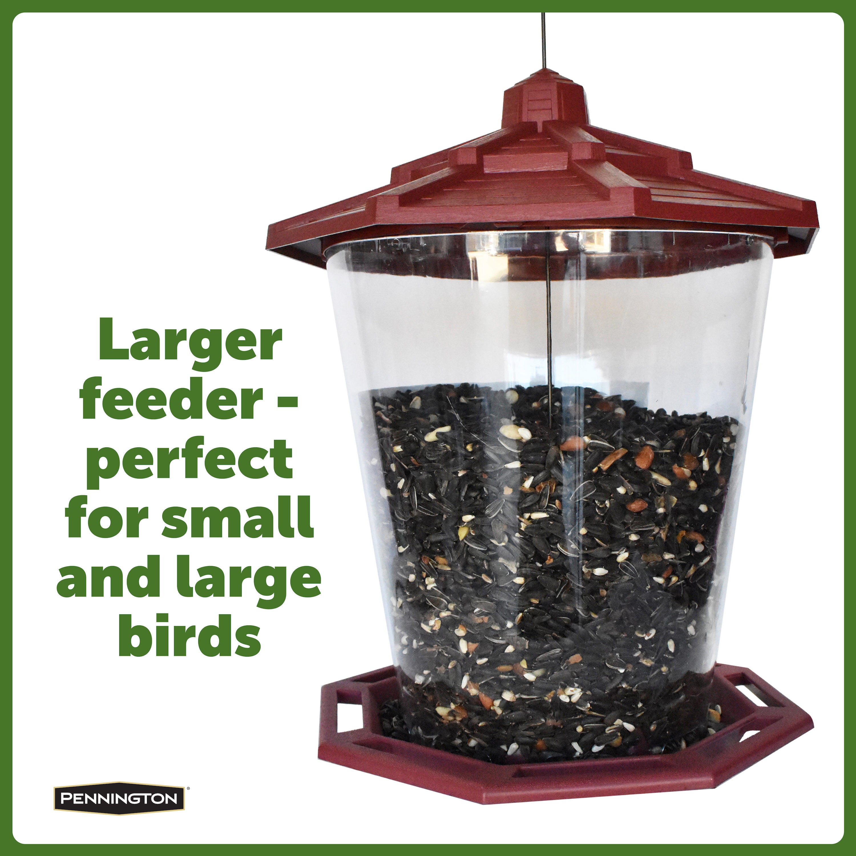 Pennington Red Resin Grand Ecozebo Wild Bird Feeder, 10 lb. Capacity, 1 Pack