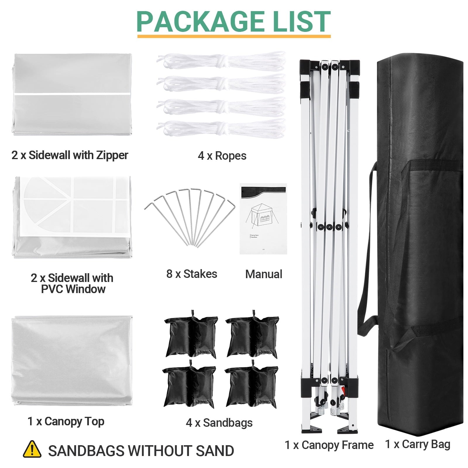 SANOPY 10'x10' Pop up Canopy for Party, Outdoor Camping Instant Waterproof Gazebo, Sun Protected Adjustable Commercial Tent, with Vent on Top, 4 Removable Side Walls, 4 Sandbags, Carry Bag (White)