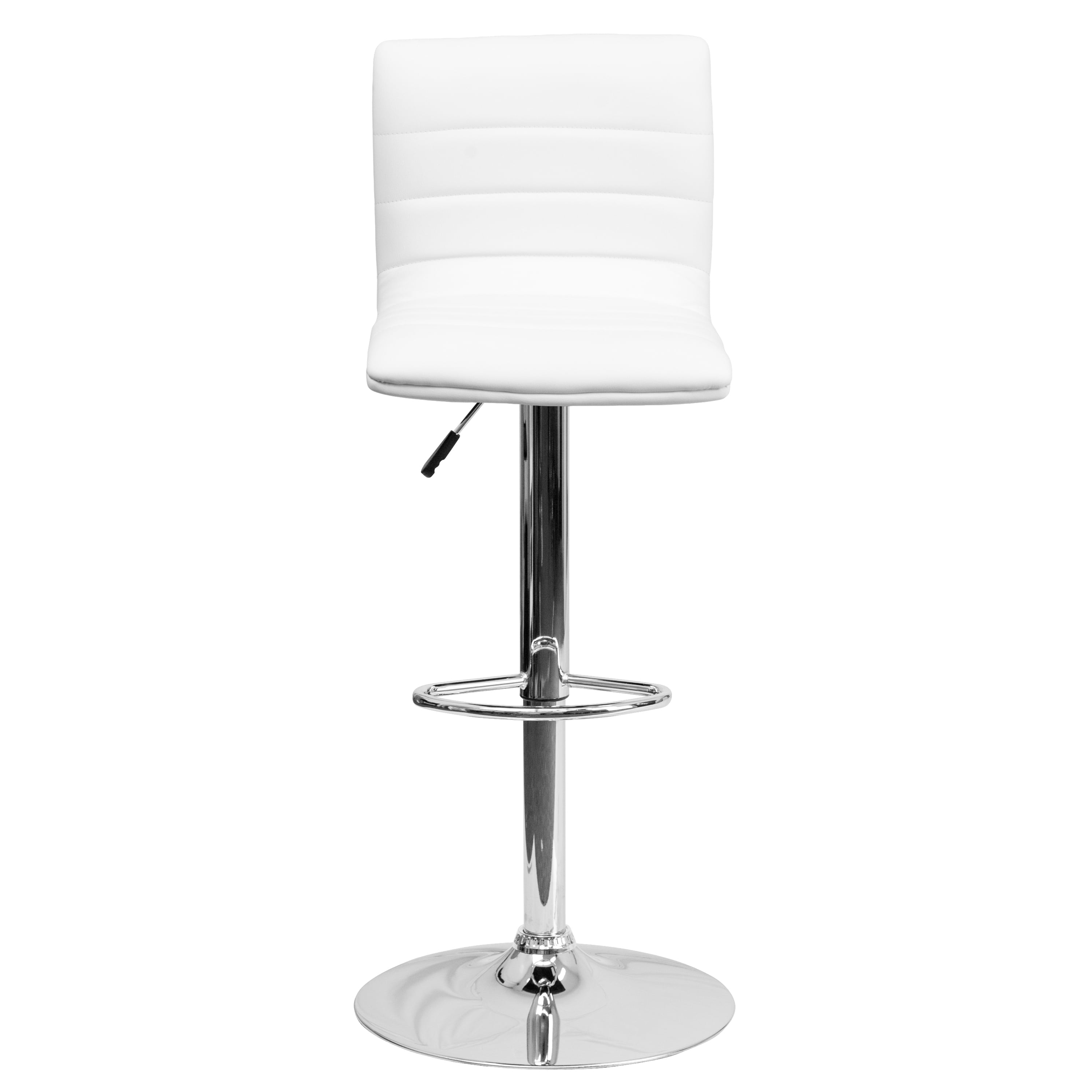 Flash Furniture Betsy Modern White Vinyl Adjustable Bar Stool with Back, Counter Height Swivel Stool with Chrome Pedestal Base