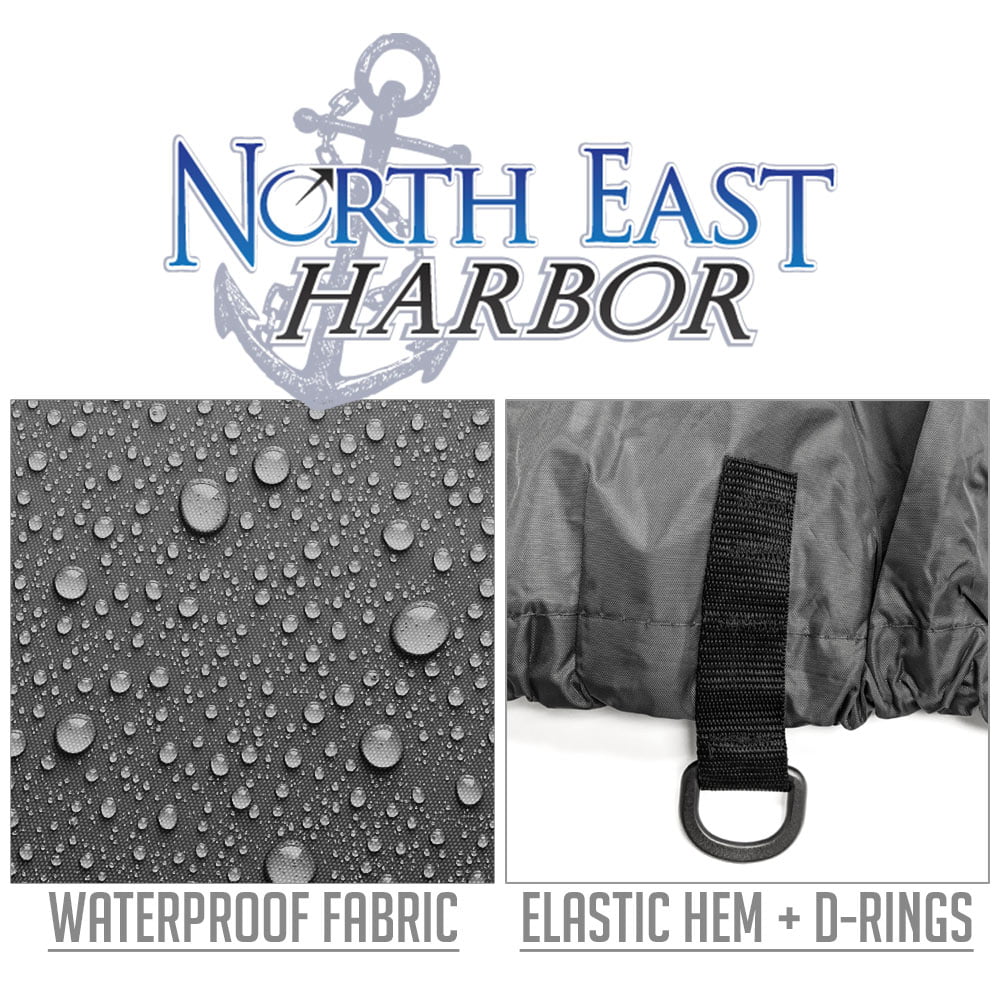North East Harbor Heavy-Duty Jon Boat Cover Accessories- Fits Most Jon Boats 12 Ft. to 14 Ft.- Waterproof, Dust and Sun Protection, 14 Ft. L x 52 In. W, Gray