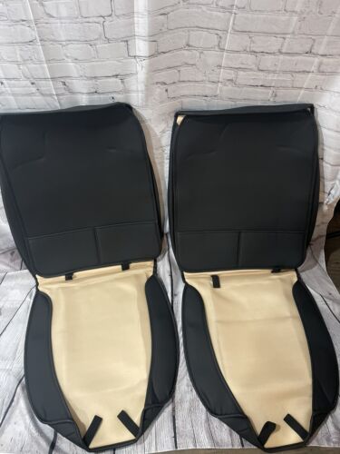 Aierxuan Faux Leather Full Set Seat Covers blk/white Chevy, GMC Sierra - '07-'23