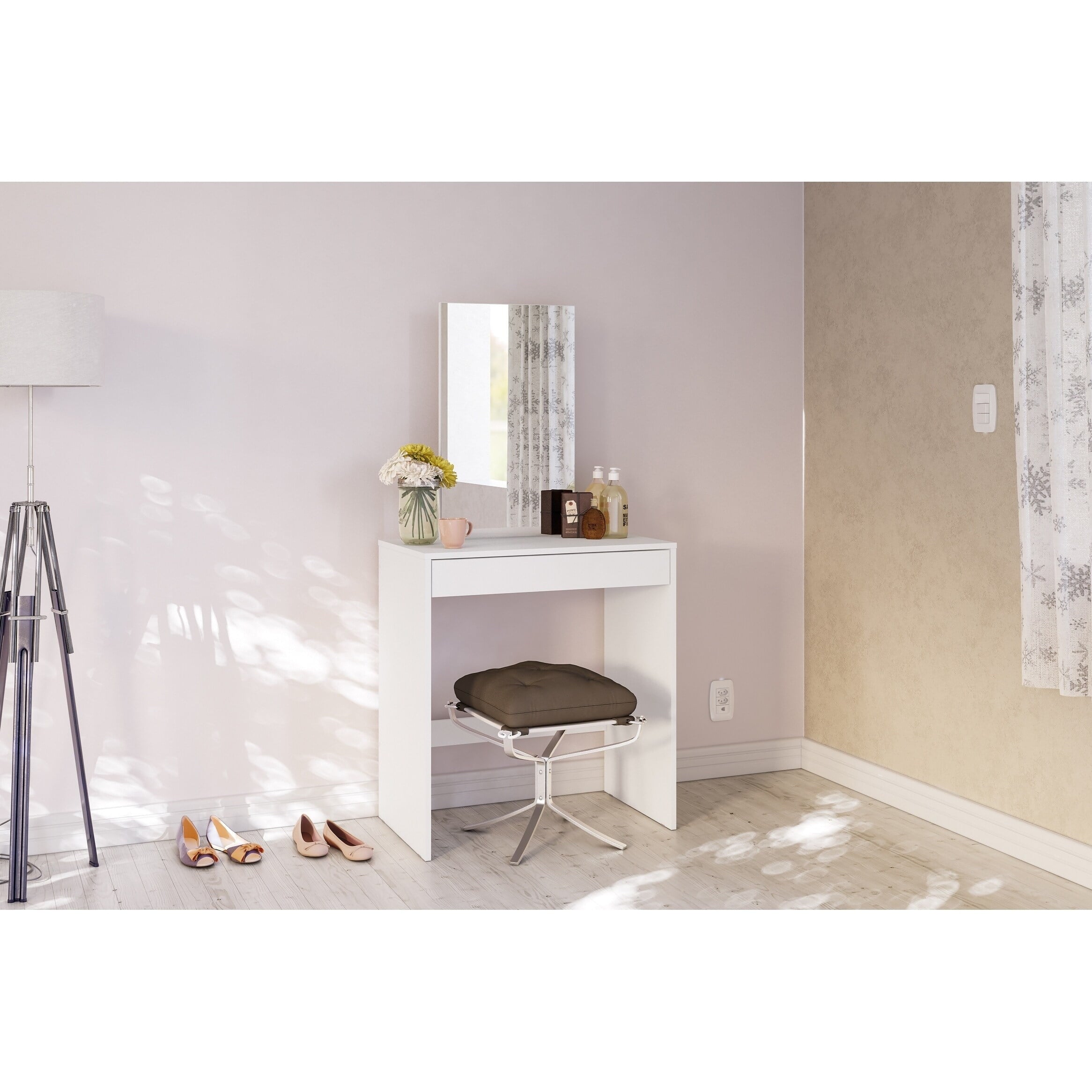 Polifurniture Kansas Modern Bedroom Vanity Table, White