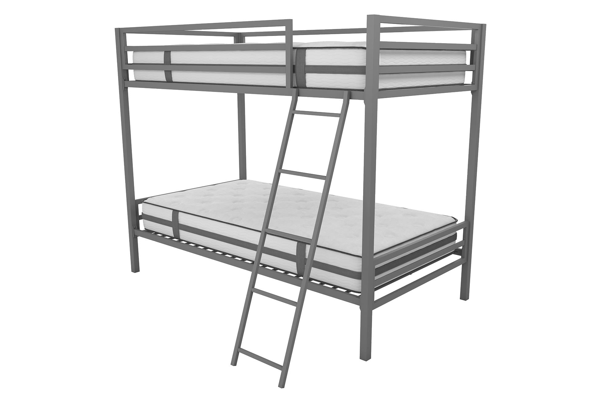 Teen Novogratz Charlie Twin-Over-Twin Metal Bunk Bed, Gray