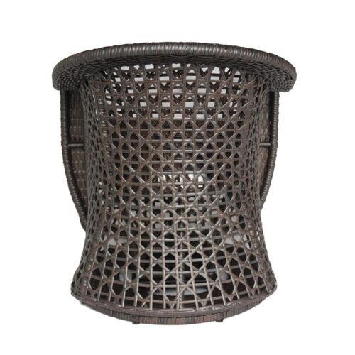 Noble House Big Sur Patio Swivel Chair Wicker with Cushion Multi-Brown/Na<wbr/>vy Blue