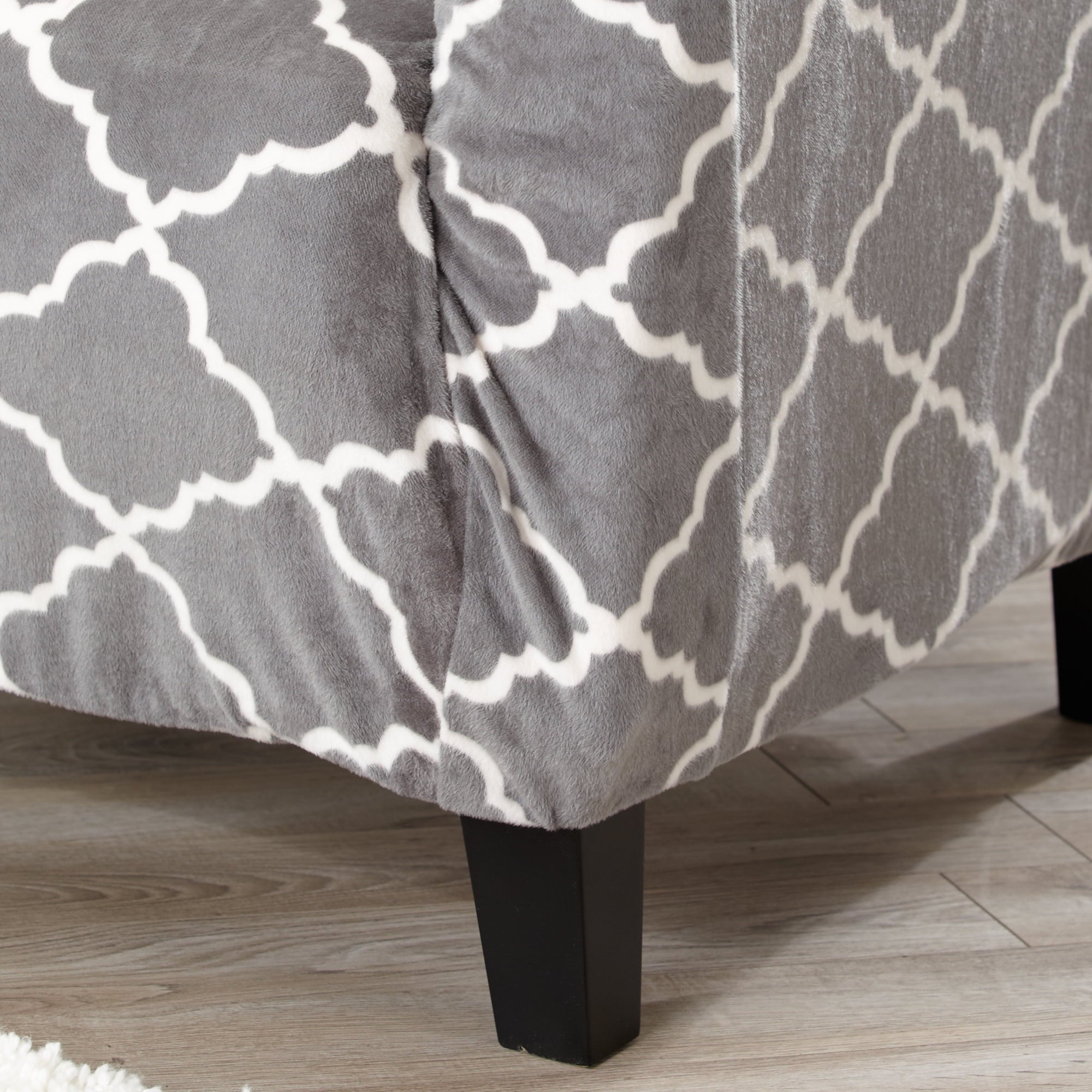 Great Bay Home 1-Piece Velvet Plush Printed Armchair Stretch Slipcover, Grey