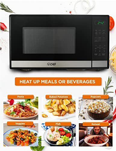 0.9 Cubic Foot Microwave with 10 Power Levels, Small Microwave with Grip Hand...