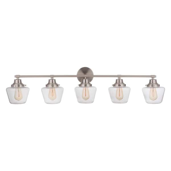 Essex 48.25 in. 5-Light Brushed Polished Nickel Finish Vanity Light with Clear Glass