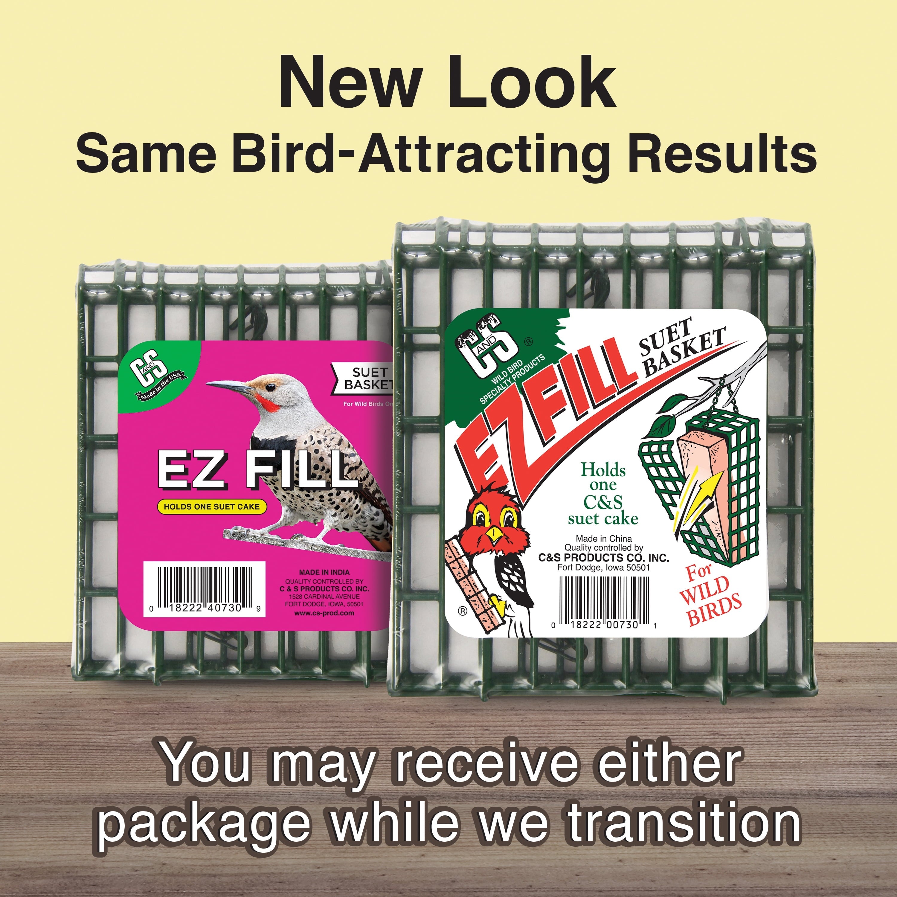 C&S Products Hanging EZ Fill Suet Cake Wild Bird Feeder- Green