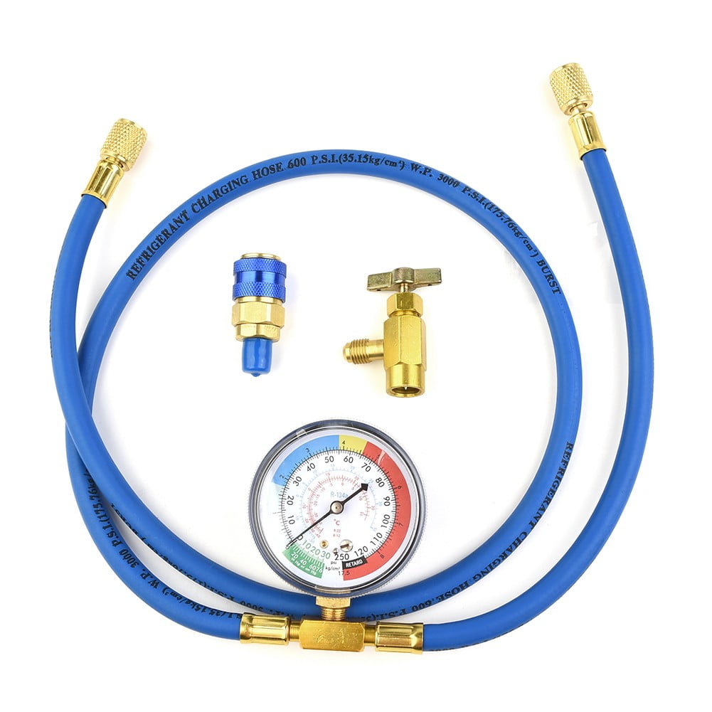 Car Auto Air Conditioning AC R134A Refrigerant Recharge Measuring Hose w/ Gauge