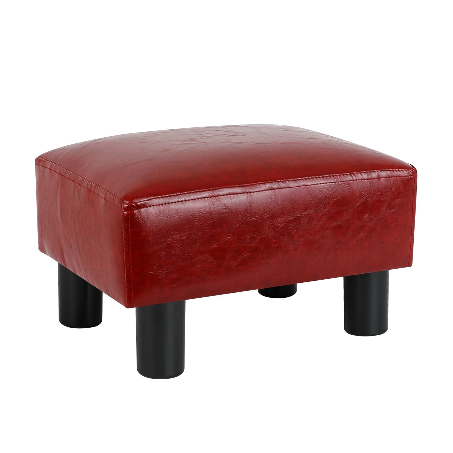 Modern Small Faux PU Leather Footstool Ottoman Footrest Stool Seat Chair Foot Stool,Brown-A