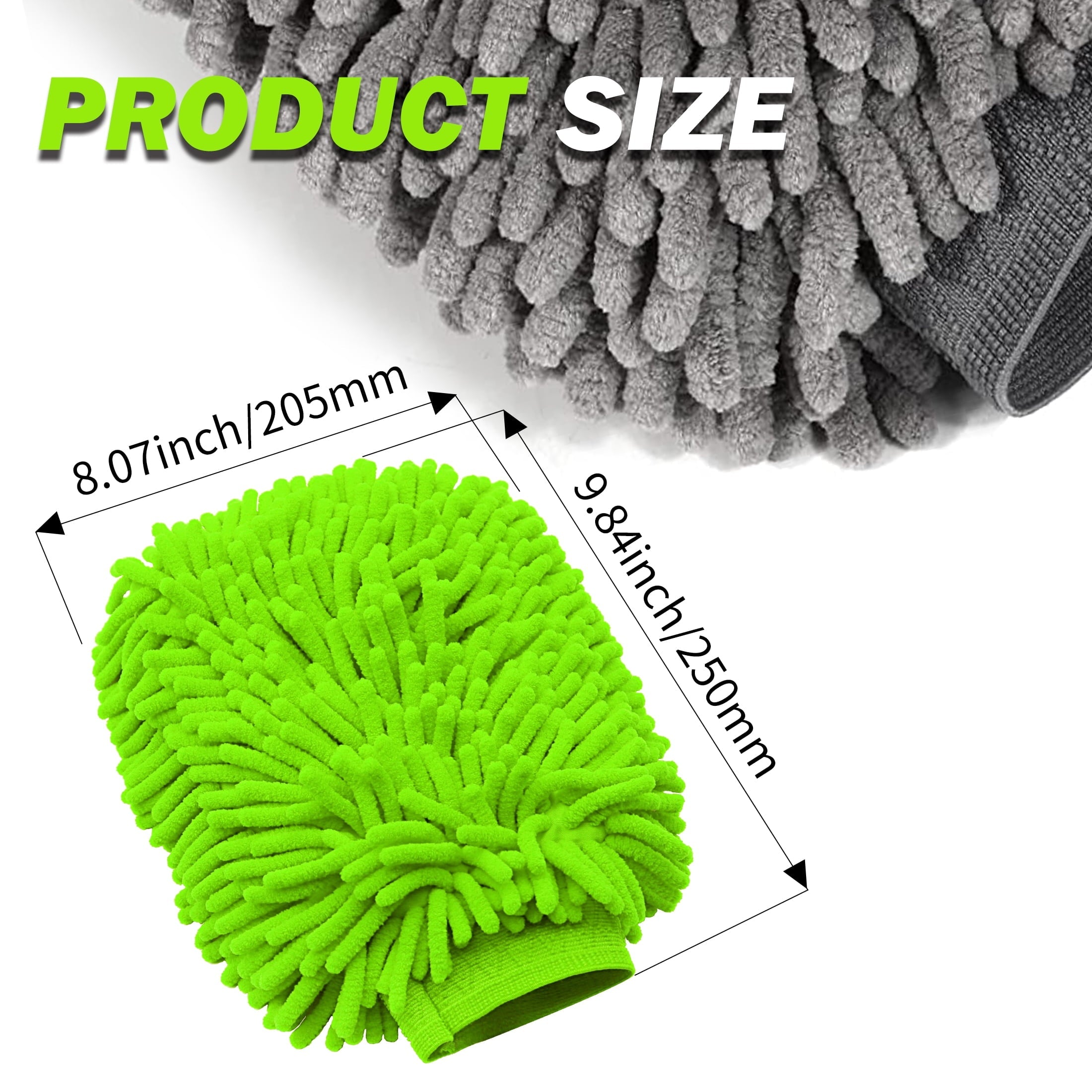2Pcs Chenille Microfiber Premium Car Wash Mitt Scratch-Free Auto Wash Mitt