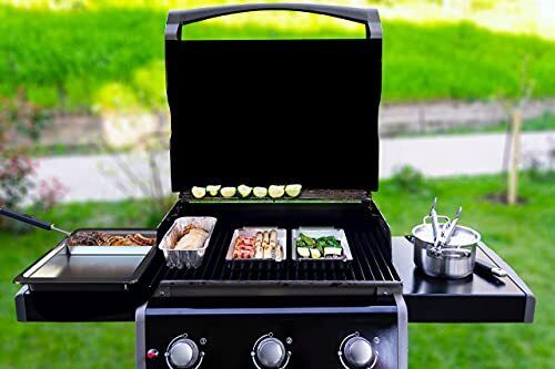 Bbq 'n Serve Grill Basket Set Includes 3 Grilling Baskets A Serving Tray & Clipo