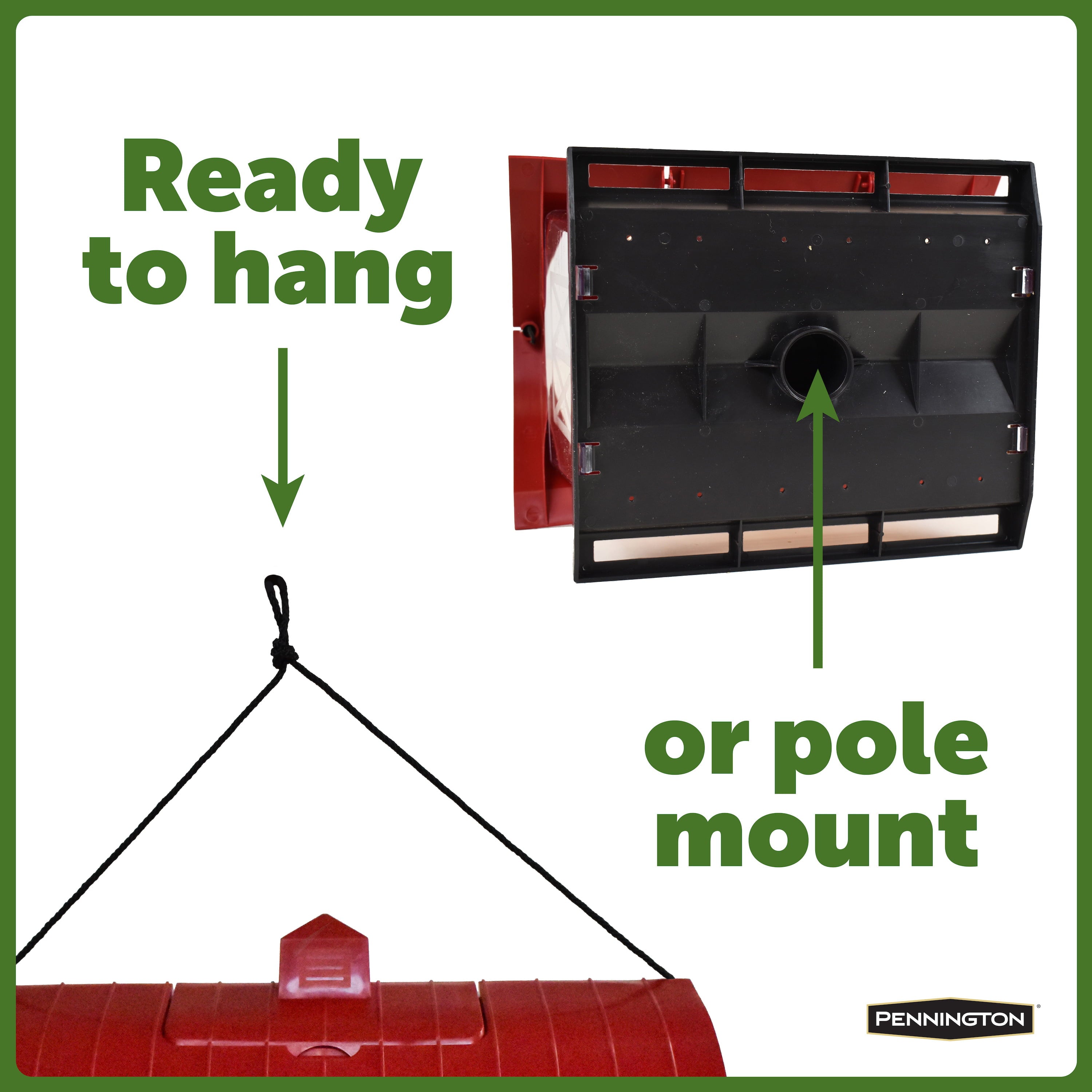 Pennington Red Resin Barn Wild Bird Feeder, 4.5 lb. Capacity