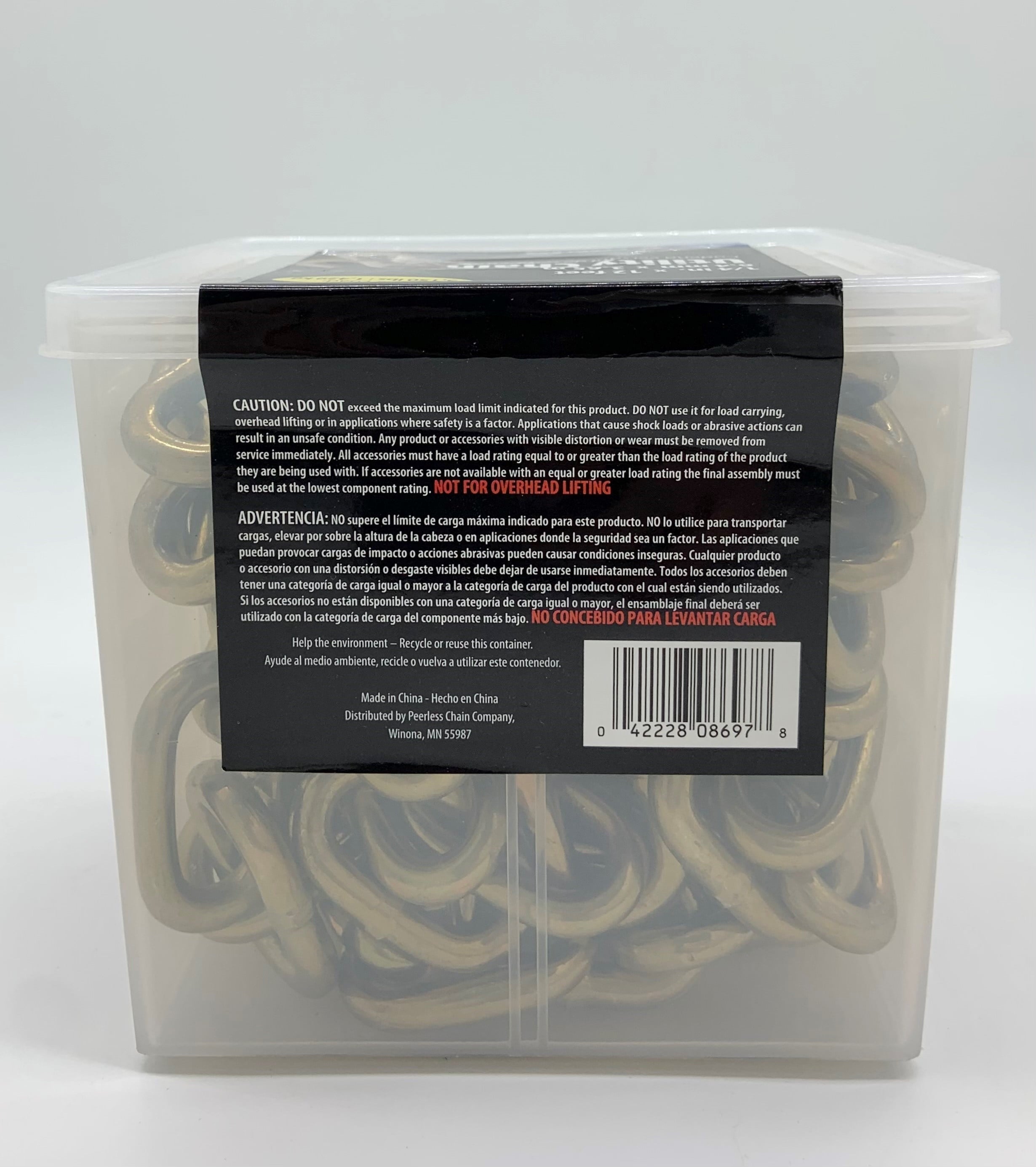 Peerless Chain Utility Yellow Zinc Plated Tow Chain & Hooks, 1/4