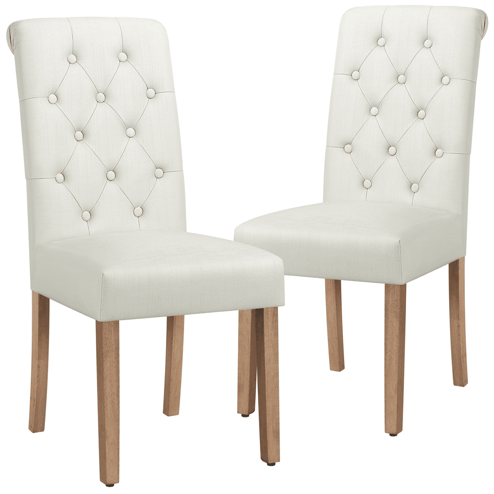 Yaheetech 2pcs Classic Fabric Upholstered Dining Chair, Beige