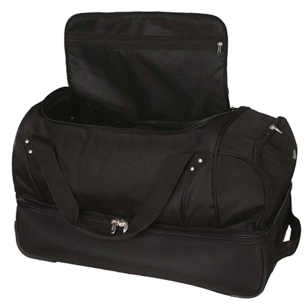 MOJO Las Vegas Raiders Black 27'' 2-Wheel Drop Bottom Rolling Duffel Bag