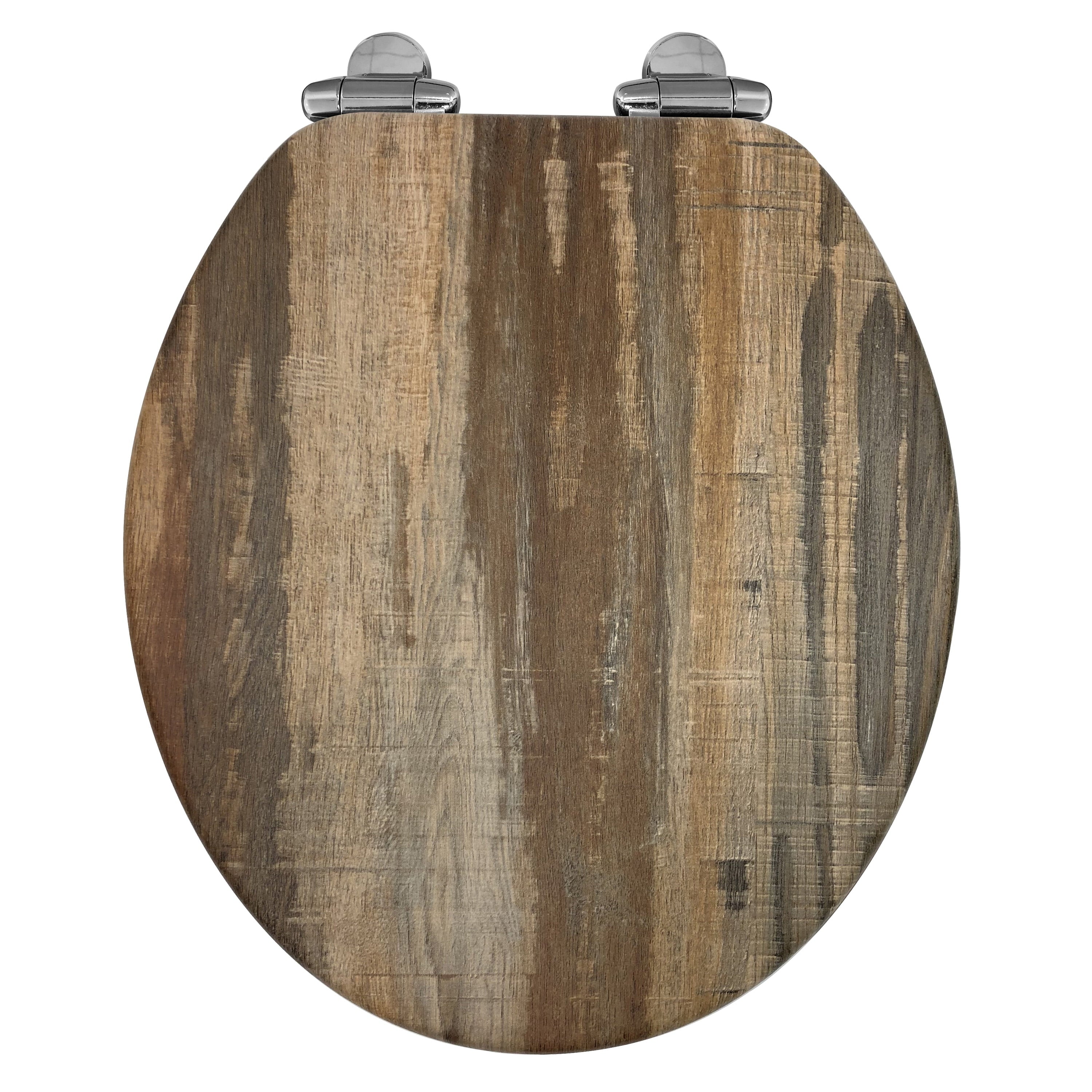 Home Solutions Round Distressed Wood Decorative Toilet Seat