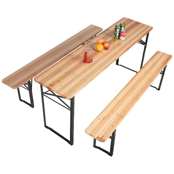 Black Wood Picnic Table with Extension