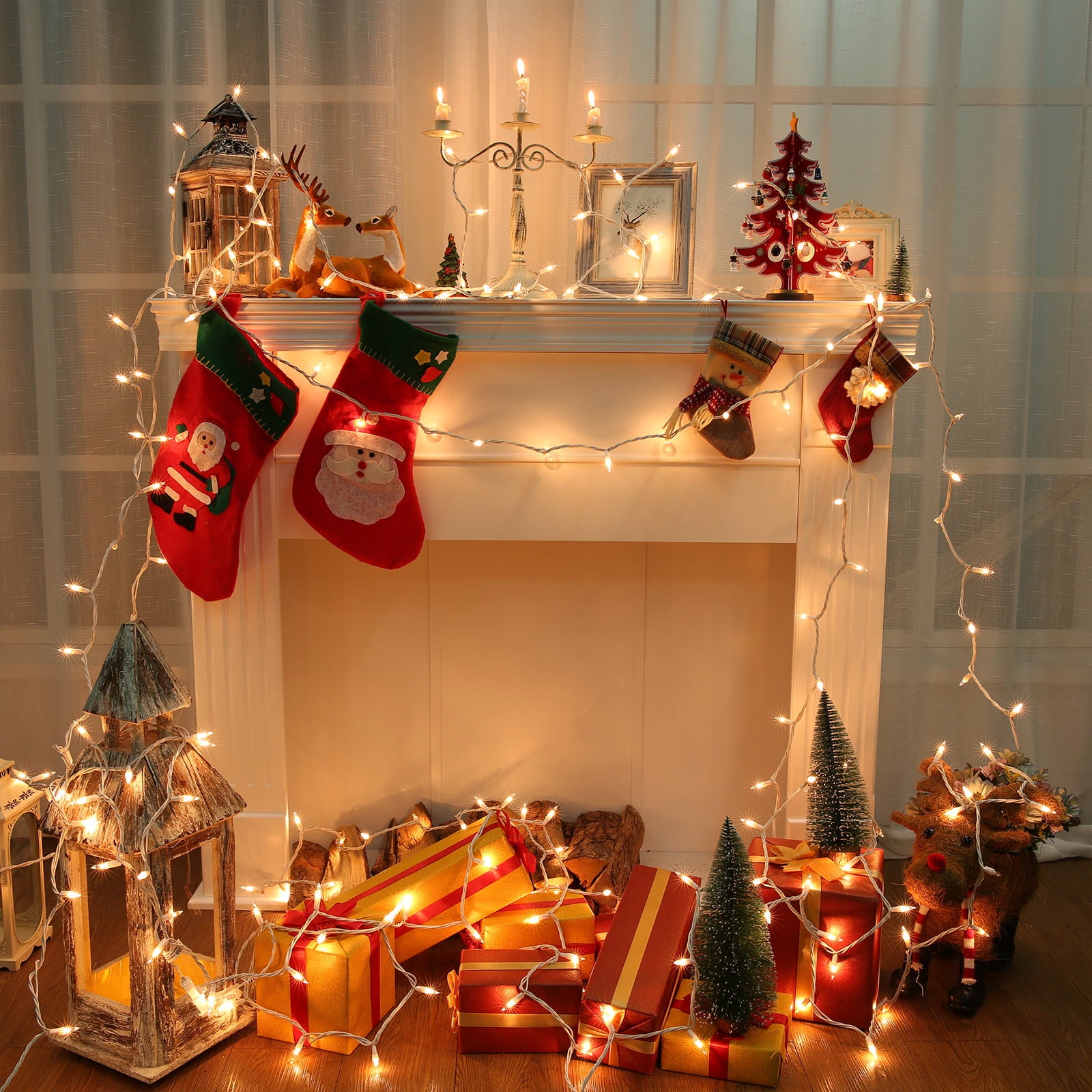 Toodour Christmas Lights Warm White, 33ft 100 Count Incandescent Clear Christmas Lights, UL Certified Connectable White Wire Mini Bulb String Lights for Home, Party, Christmas Tree Decorations