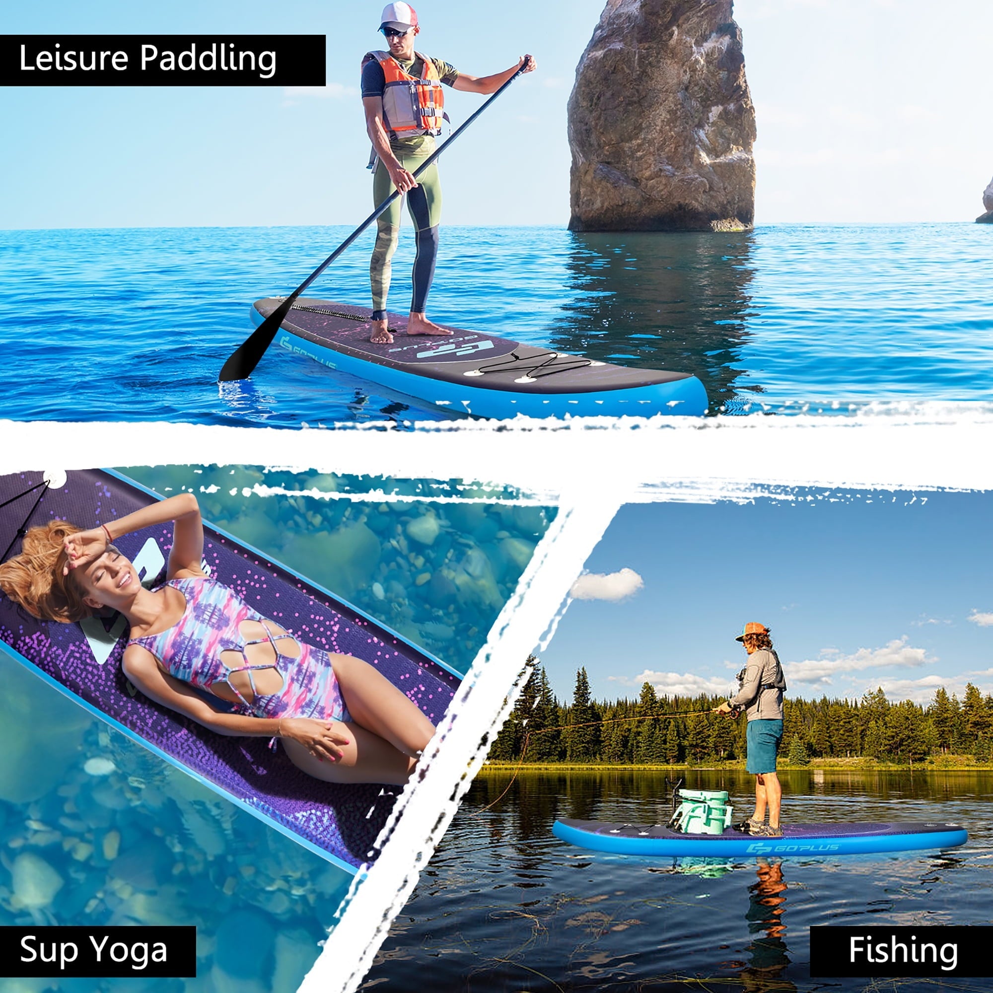 Goplus 10.5' Inflatable Stand Up Paddle Board Surfboard W/Bag Aluminum Paddle
