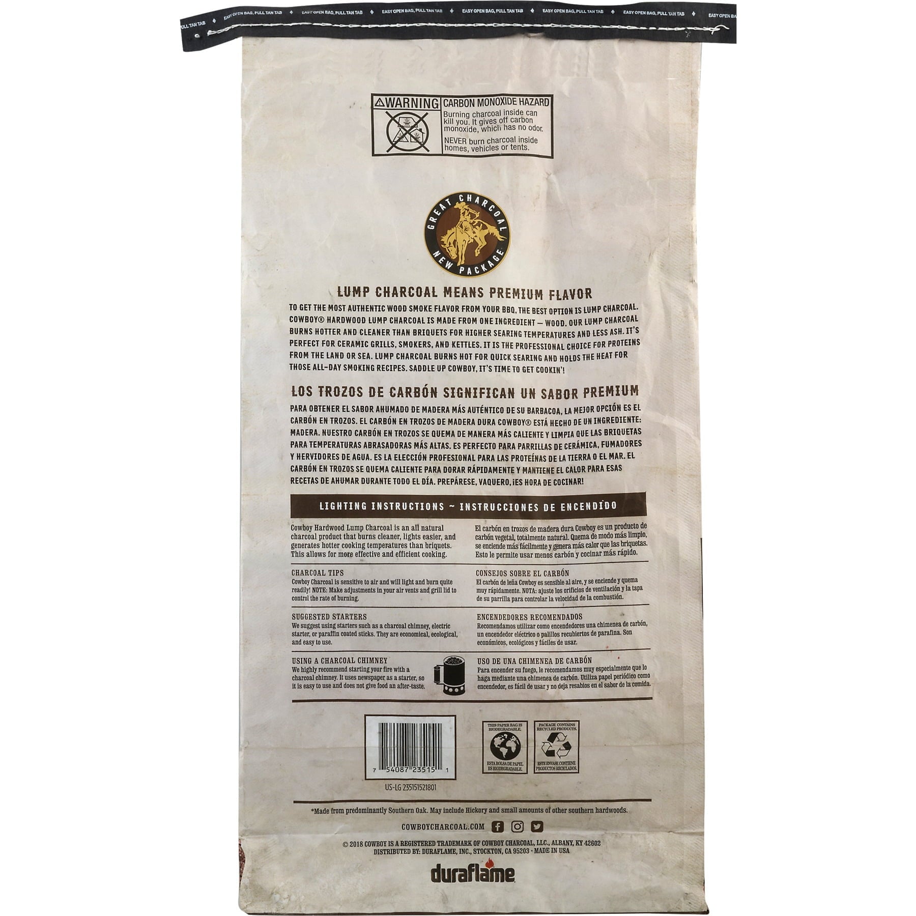 Cowboy 15 Pound Oak & Hickory Lump Charcoal