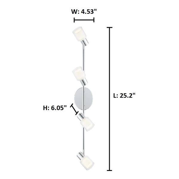 Salti 2 ft. Chrome Integrated LED Track Lighting Kit with Frosted/Clear Glass Shades