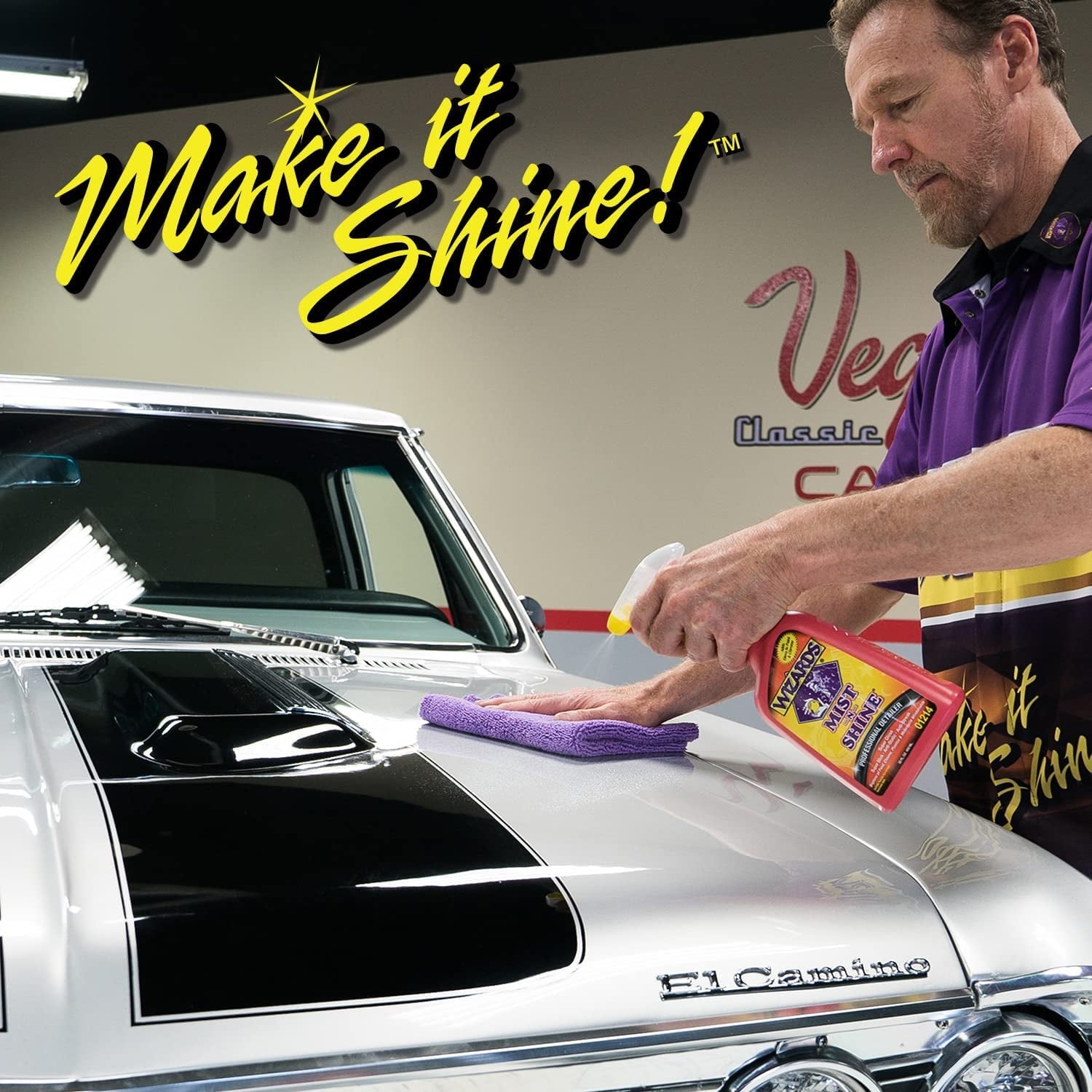 Wizards Mist-N-Shine Professional Detailer - Multi-Use Glass Cleaner and Scratch Remover for Vehicles - Adds Gloss to Paint, Chrome and Glass - 22 oz Detail Spray -