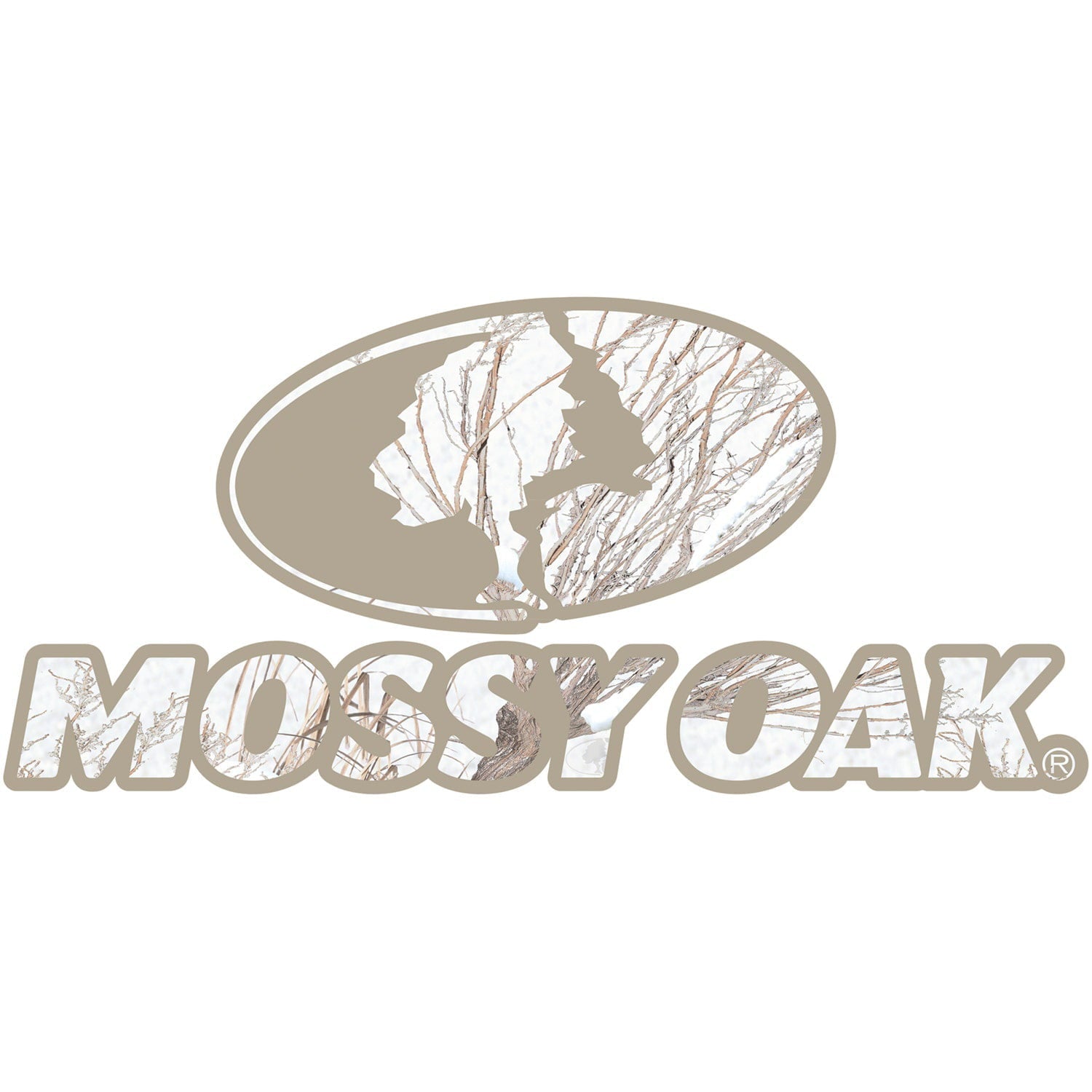 Mossy Oak Camo Logo Decal - Large - Winter Brush