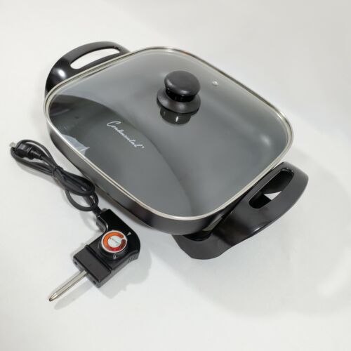 12" Electric Skillet Continental with Glass Cover None Stick Frying Pan CE23741
