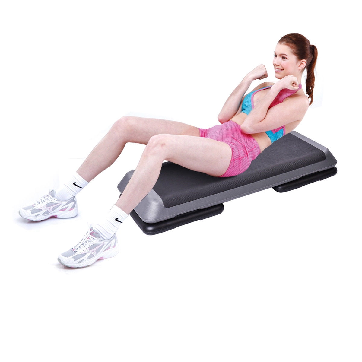 Costway 43'' Aerobic Stepper Step Cardio Fitness Exercise Adjust 4''-6''-8'' w/Risers