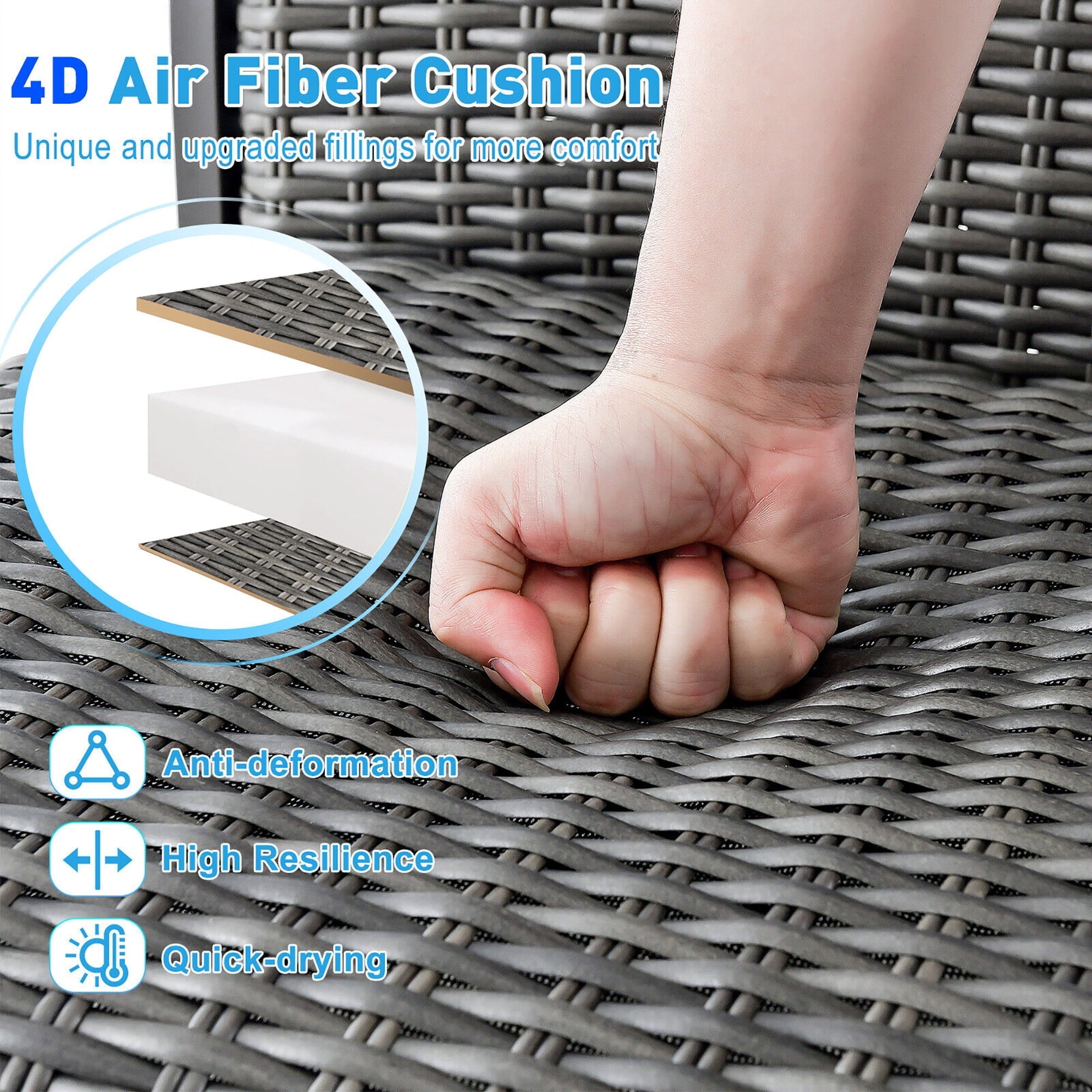 Gymax 2PCS Patio Wicker Aluminum 360° Swivel Bar Height Chairs W/4D Air Fiber Balcony