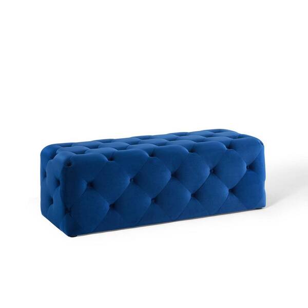 Anthem 48 in. Navy Tufted Button Entryway Performance Velvet Bench