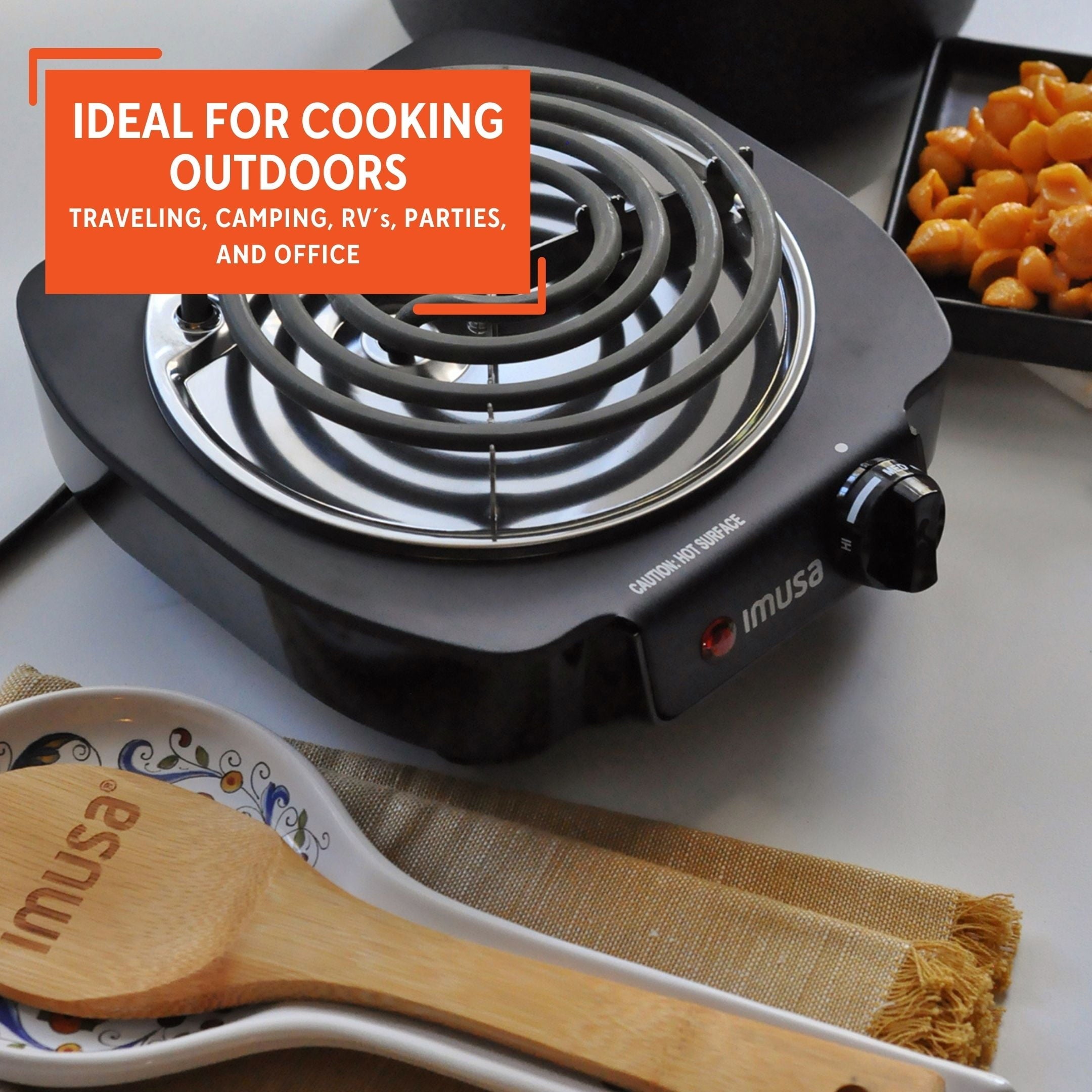 Imusa Electric Single Black Burner with Temperature Knob, 2.1 lbs