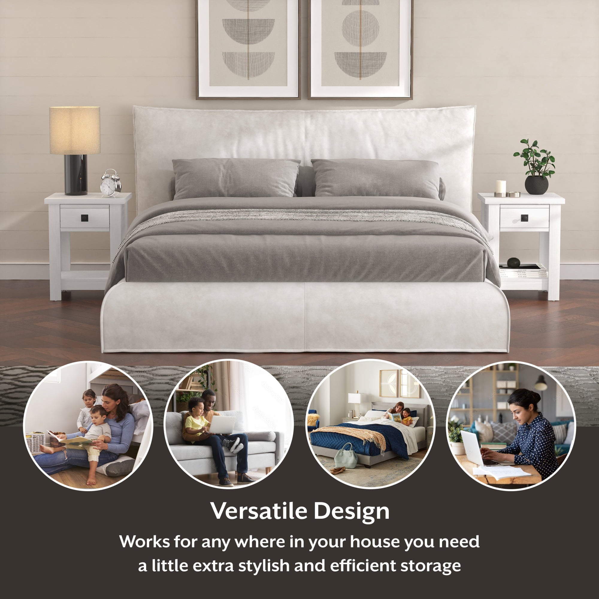 Hillsdale Addison Farmhouse 1 Drawer Nightstand, Set of 2, White