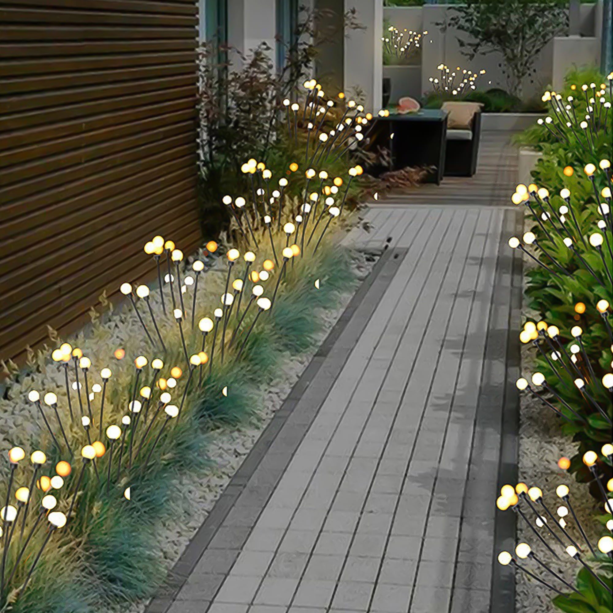 ALLJOY 2Pack Solar Garden Lights Outdoor Waterproof IP65 Solar Powered Swing Warm Light For Walkway Pathway Landscape Patio