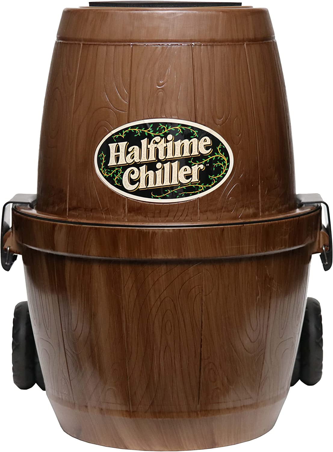 Halftime Chiller Rolling Cooler | Multifunction with Inside Storage Tray, Seat, Telescoping Handle and Exterior Storage