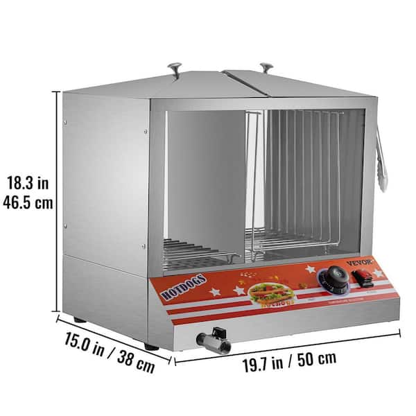Hot Dog Steamer 32.69 Qt. Top Load Hut Steamer Electric Bun Warmer Cooker with Acrylic Windows Partition Plate