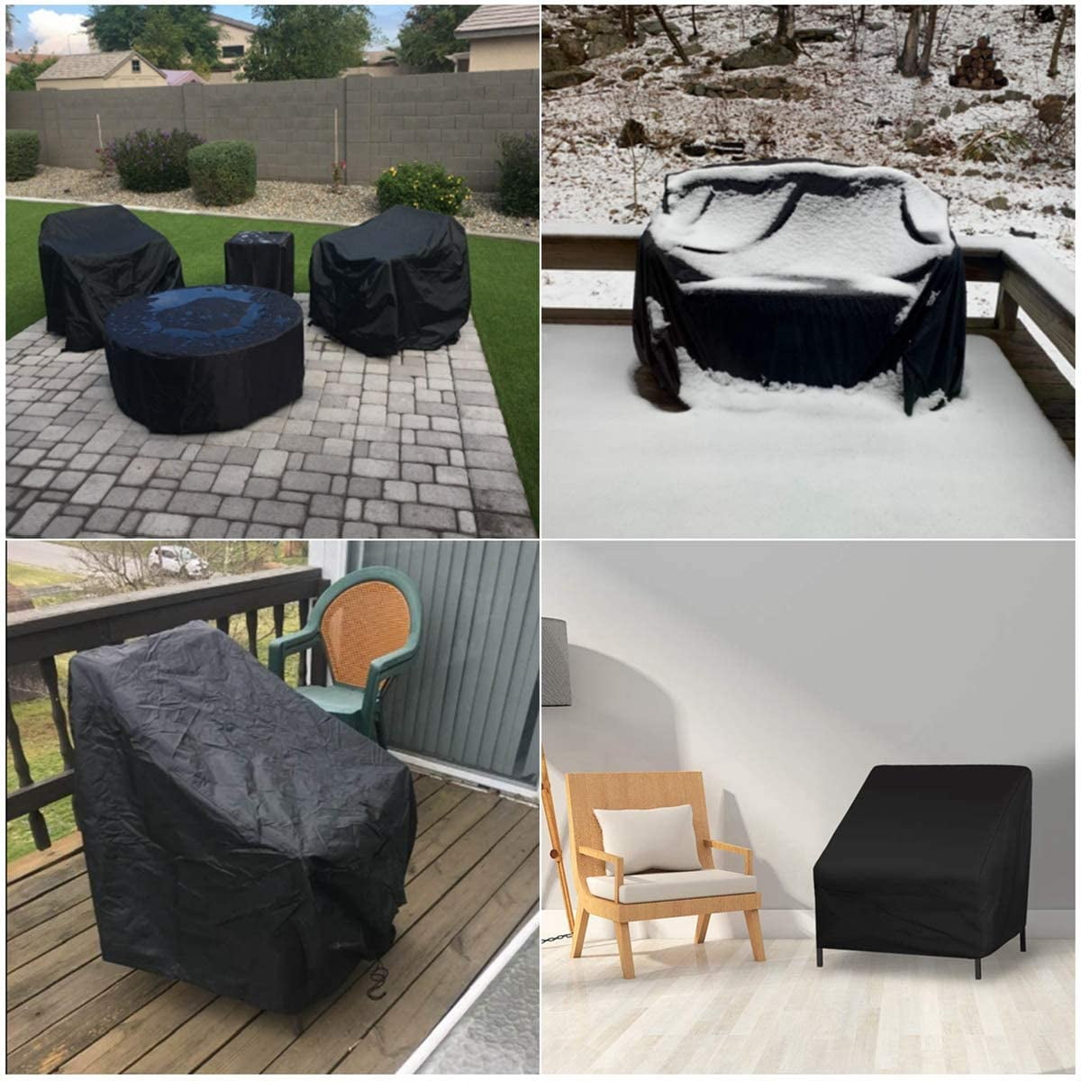 Patio Chair Covers, NASUM Outdoor Lawn Patio Furniture Cover, Lounge Deep Outdoor Seat Cover, UV Protected with Waterproof - 38''L x 31''W x 29''H, 2 Pack, Black