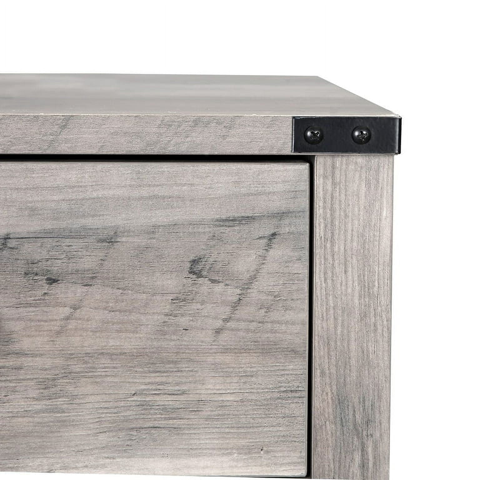 Tolead Barnwood Rustic Nightstand with Barn Door and Drawers, Weathered Oak Style, Living Room, Bedroom, Gray Wash