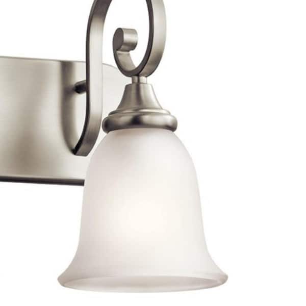 Monroe 36 in. 4-Light Brushed Nickel Traditional Bathroom Vanity Light with Satin Etched Glass