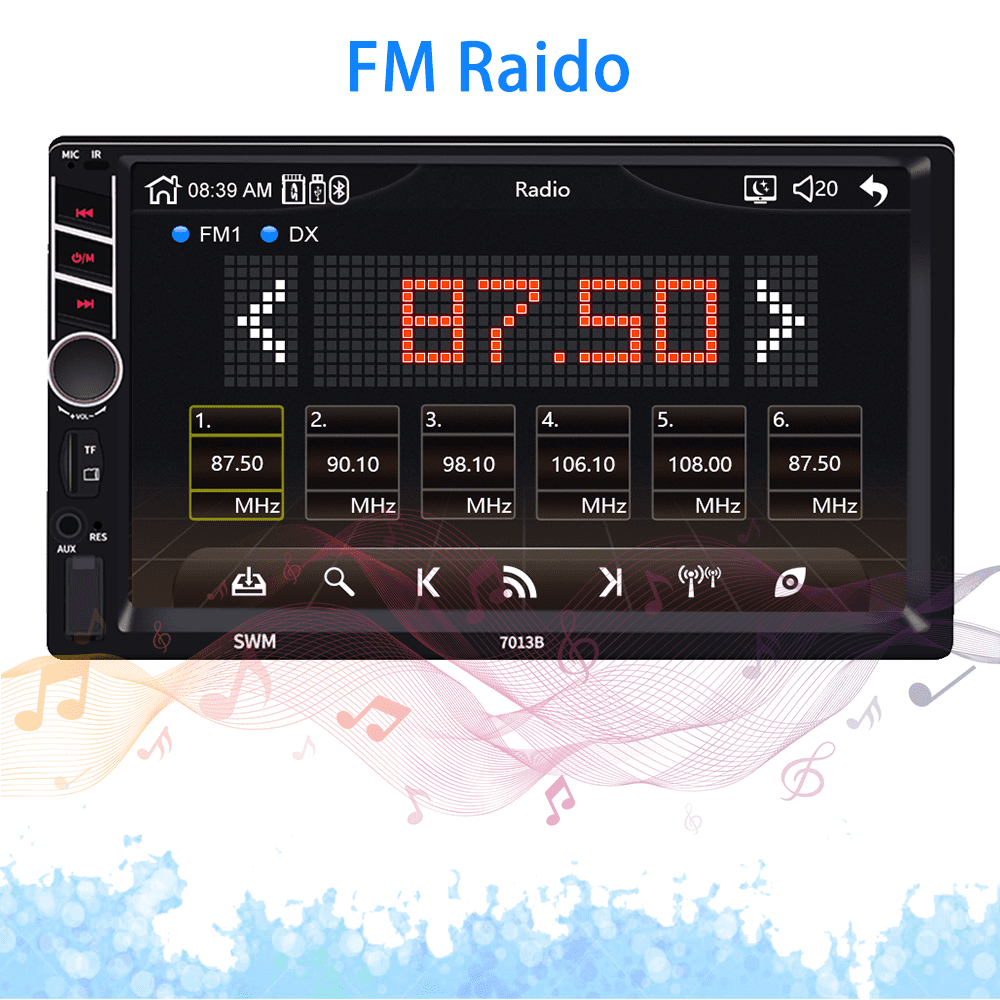 Roinvou Double DIN Car Stereo Compatible with Apple Carplay Android Auto, 7inch Touch Screen Bluetooth Car Radio Support Mirror Link, Backup Camera, Remote Control, USB/FM/TF/AUX