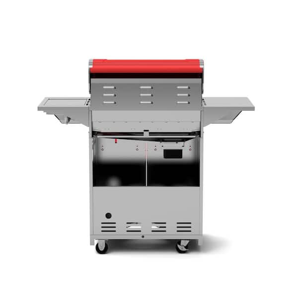 4-Burner Propane Gas Grill in Red with Side Burner
