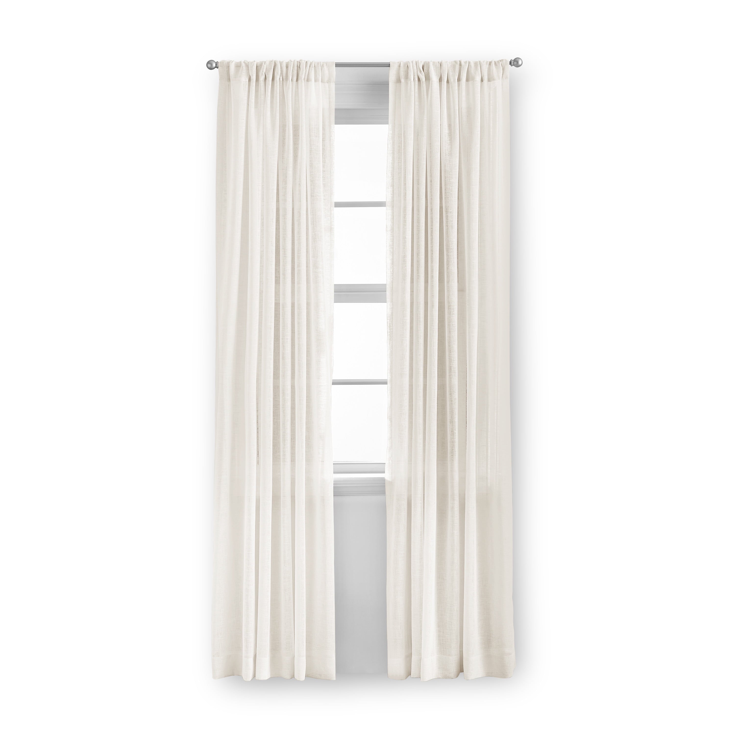 Mainstays Bel Air Polyester Sheer Rod Pocket Single Curtain Panel, Beige, 50