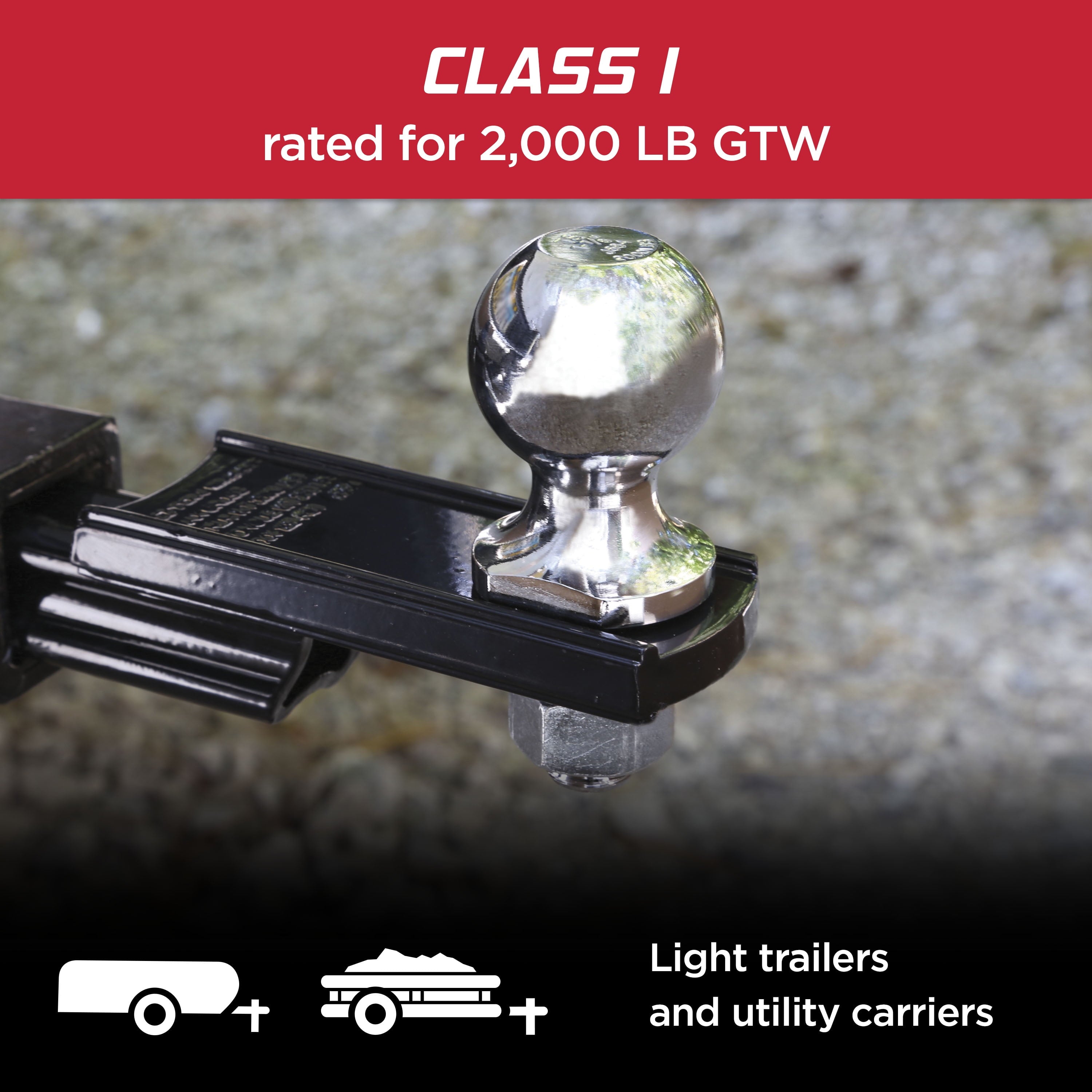 TowSmart Trailer Hitch Ball, Class I, 1-7/8in Ball, 3/4in x 1-1/2in Shank, 2000lb, 715, Chrome, 1 Each