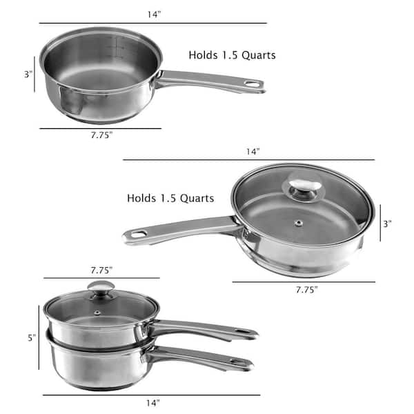 1.5 Qt. Stainless Steel Double Boiler Saucepan with Lid