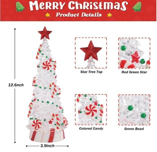 Acrylic Christmas Tree Prelit Small Christmas Tree Tabletop w/ Candy Stars Decor