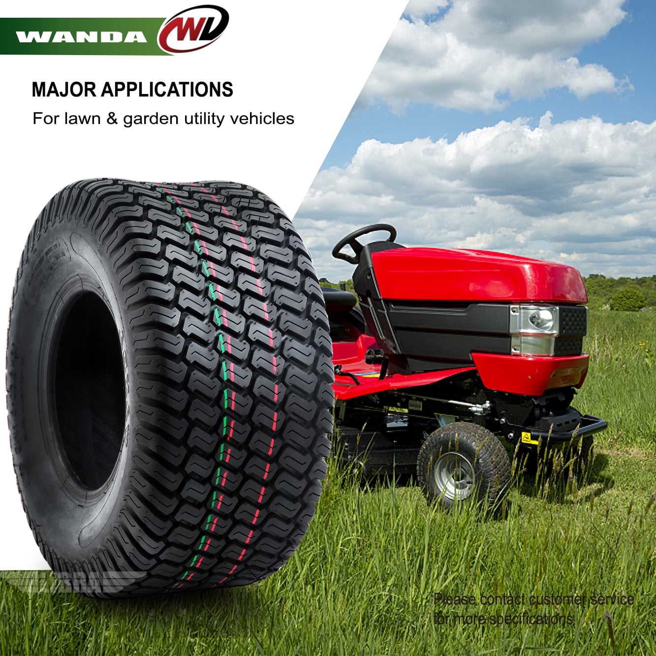2 New WANDA 18x8.50-8 Lawn Mower Utility/Golf Cart Turf Tires P332 -13028