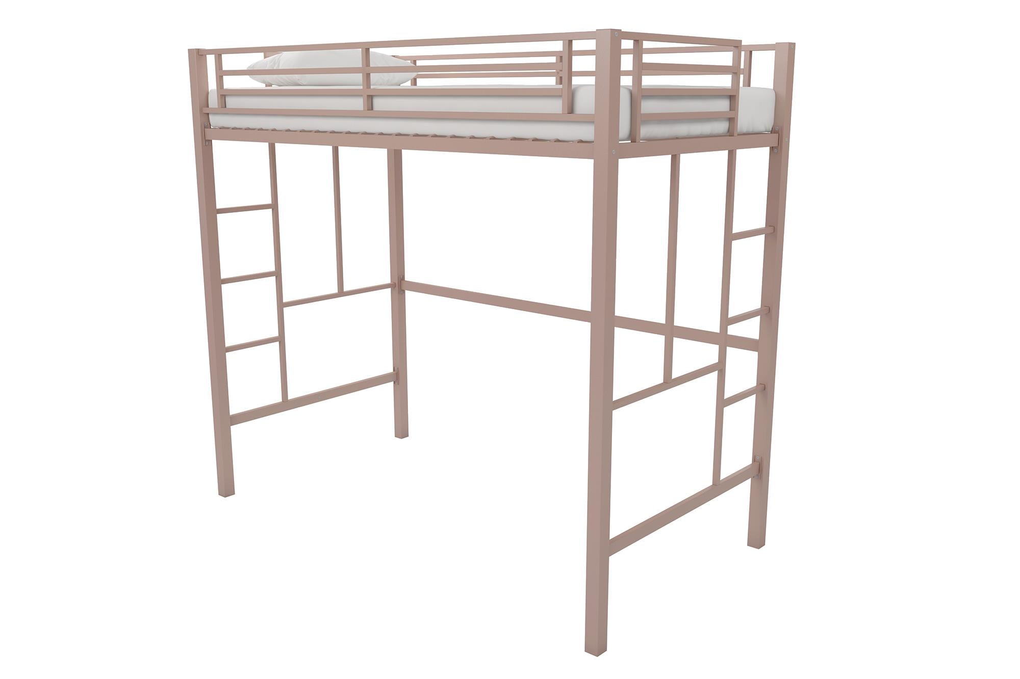 Your Zone Brittain Twin Metal Loft Bed, Pink
